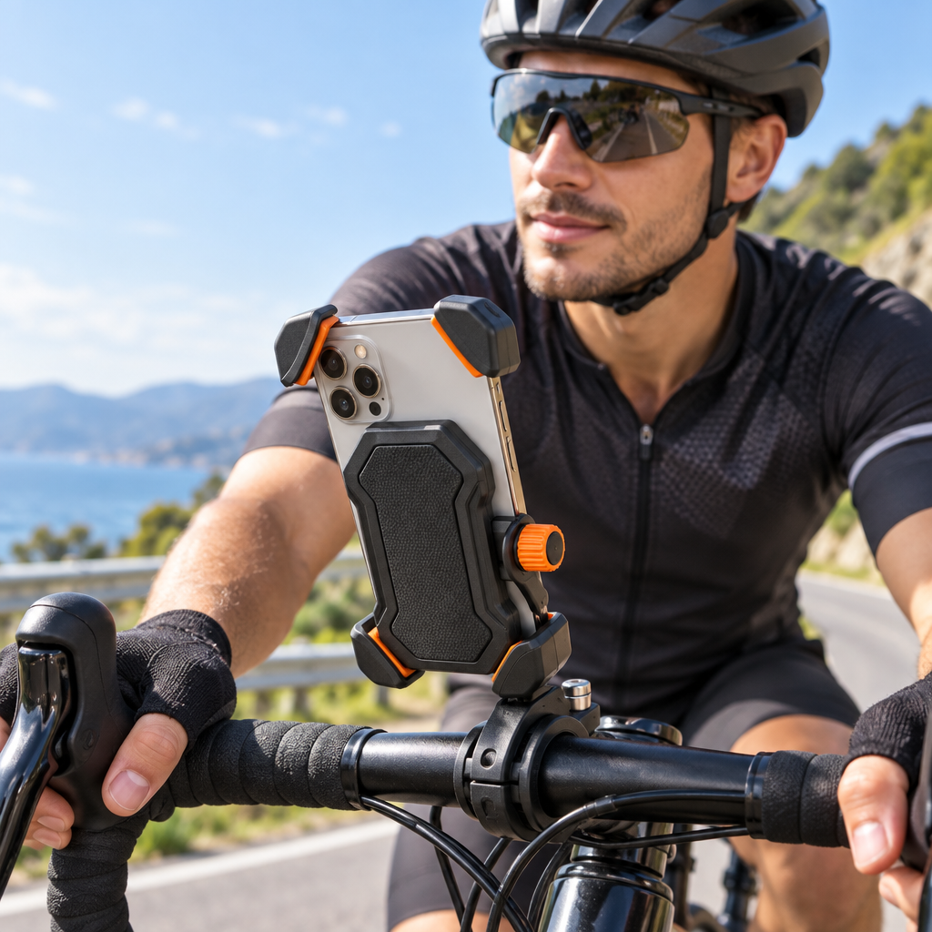 Handlebar Phone Mount in use